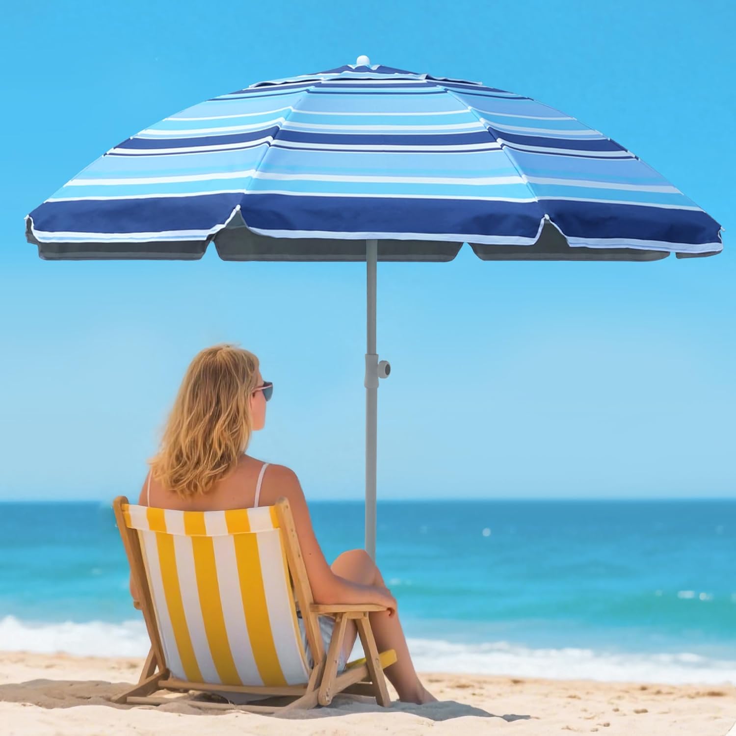 SunHalo 7ft High Wind Beach Umbrella