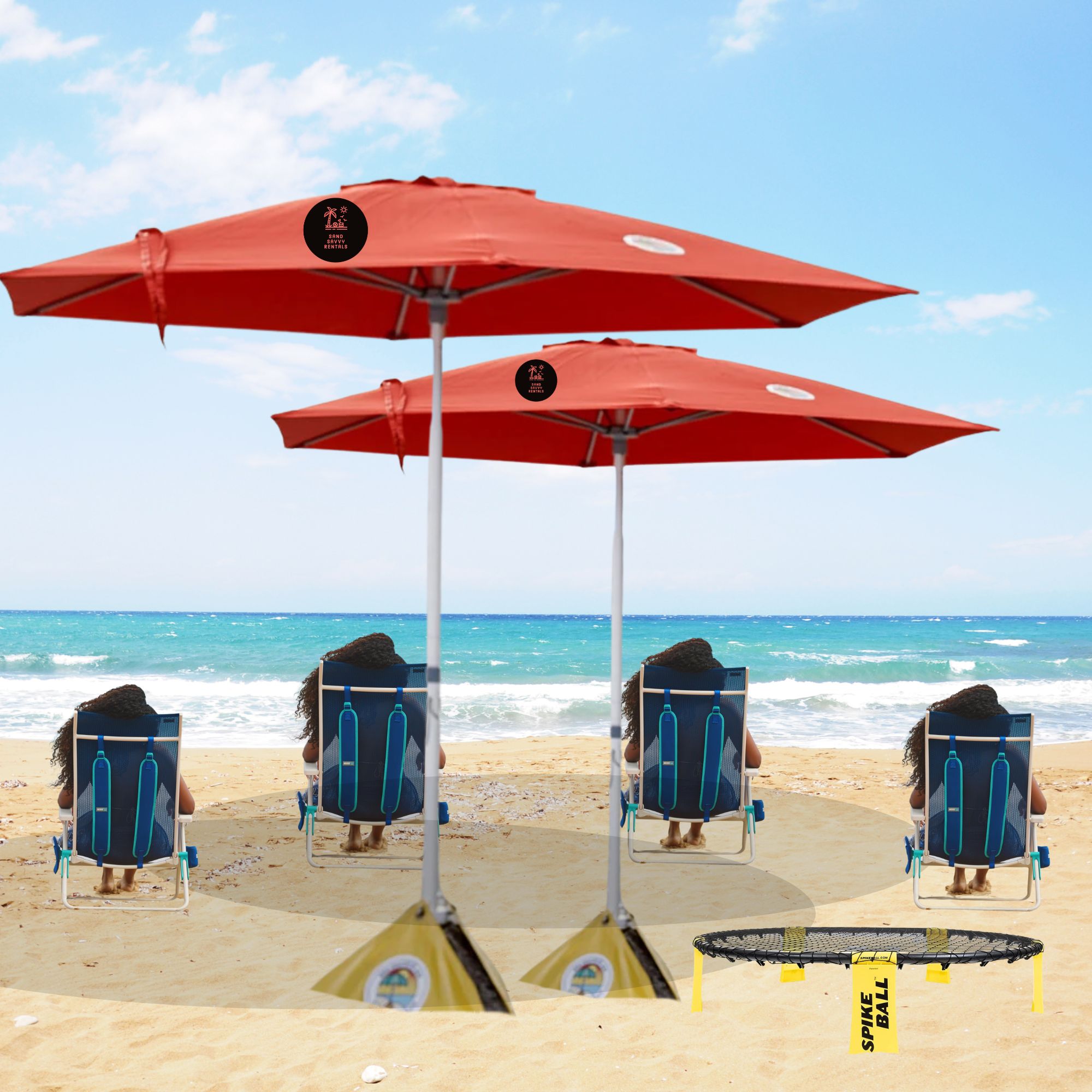 Sand Slam Bundle (4 Chairs, 2 Umbrellas, and Spikeball)
