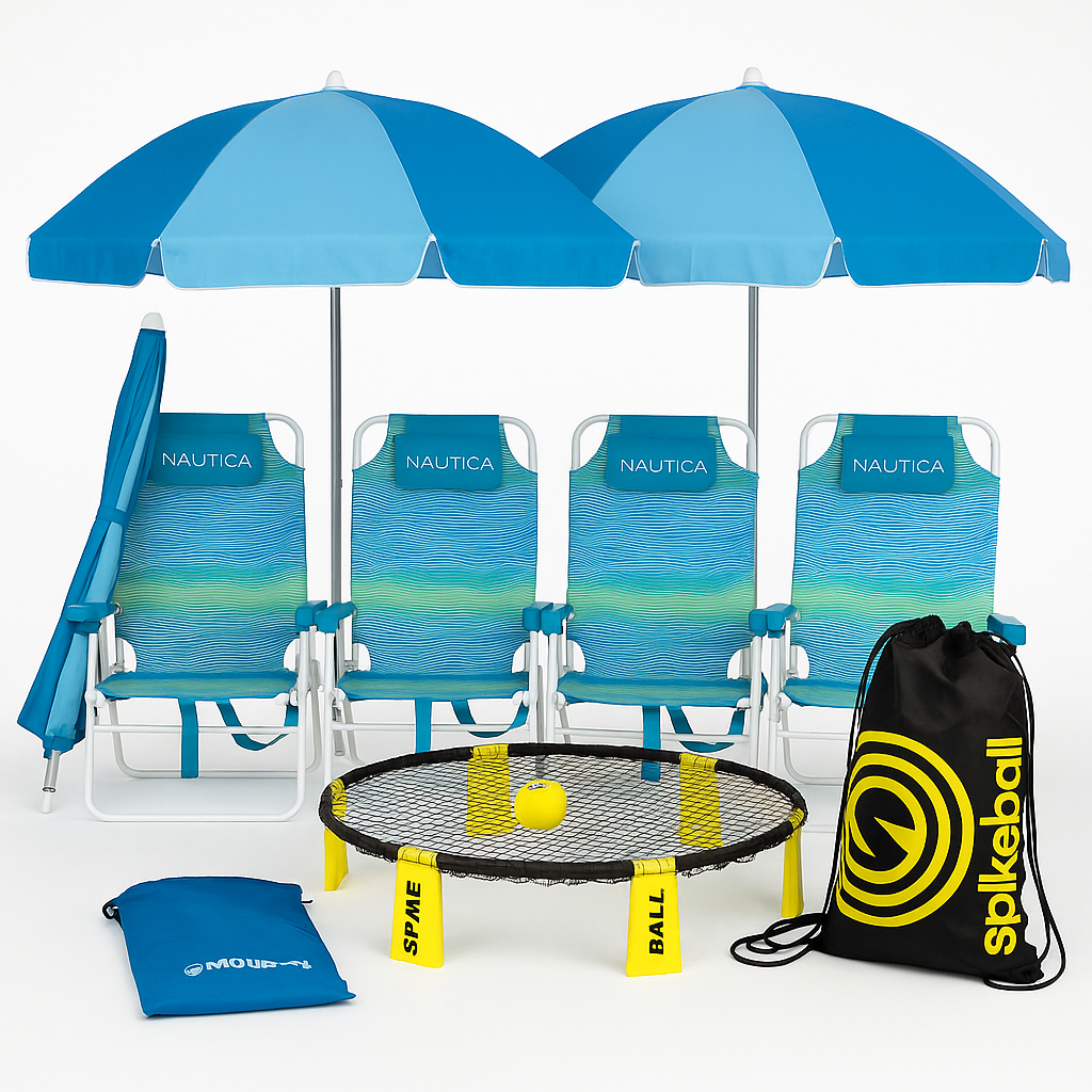 Sand Slam Bundle (4 Chairs, 2 Umbrellas, and Spikeball)