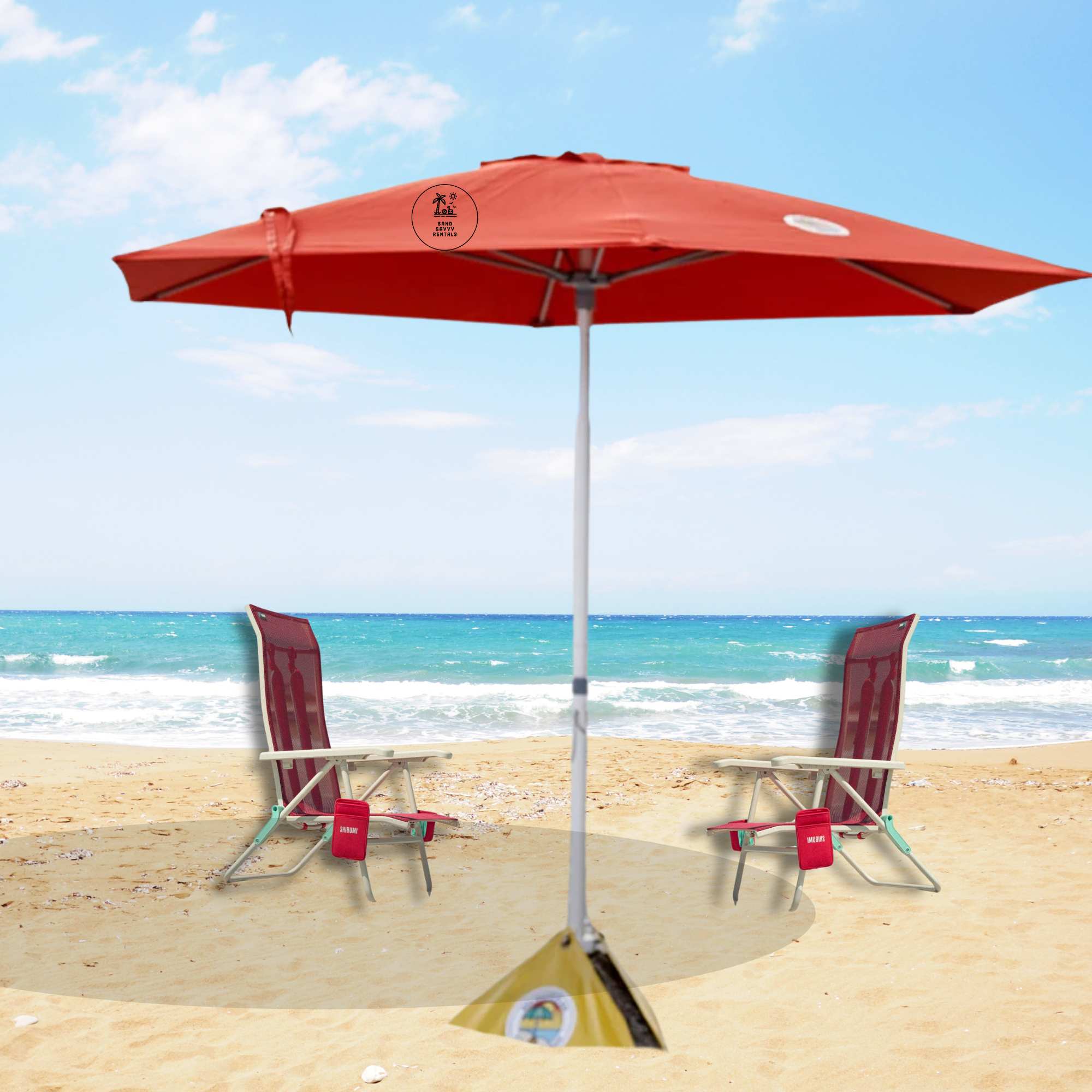 Traditional Beach Day (1 Umbrella and 2 Chairs)
